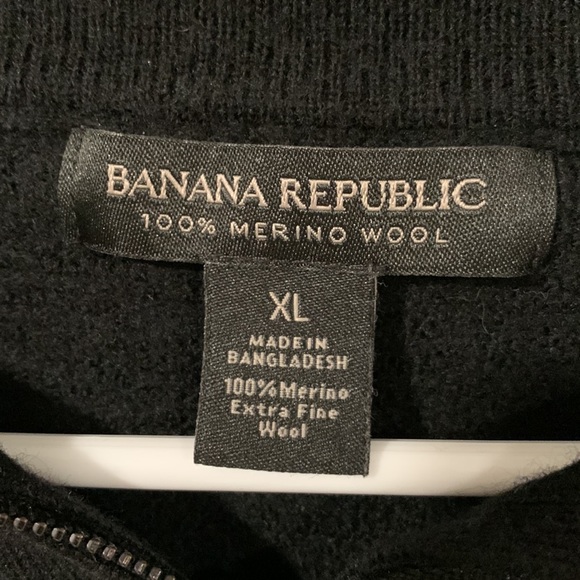 Banana Republic Half-Zip Merino Wool Black Pullover Sweater Size XL - Picture 5 of 5